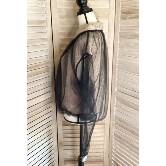 Perfect Number Fall 2020 RARE Sheer Overlay Chunky Knit Cropped Sweater S - Picture 6 of 12